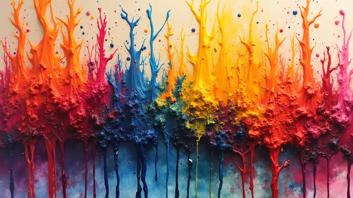 Abstract kunstwerk met gesmolten kleurpotloden