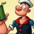Afbeelding van Popeye de Zeeman met een blikje spinazie.