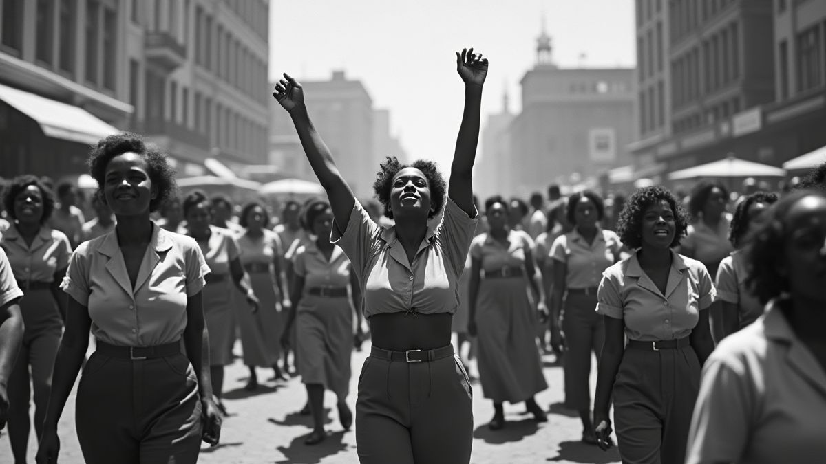 Afbeelding van vrouwen die protesteren in Johannesburg