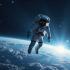 Astronaut zweeft boven de aarde in de ruimte