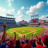 Baseballstadion vol juichende fans