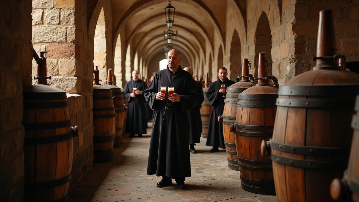 Belgian monks brewing in a monastery.