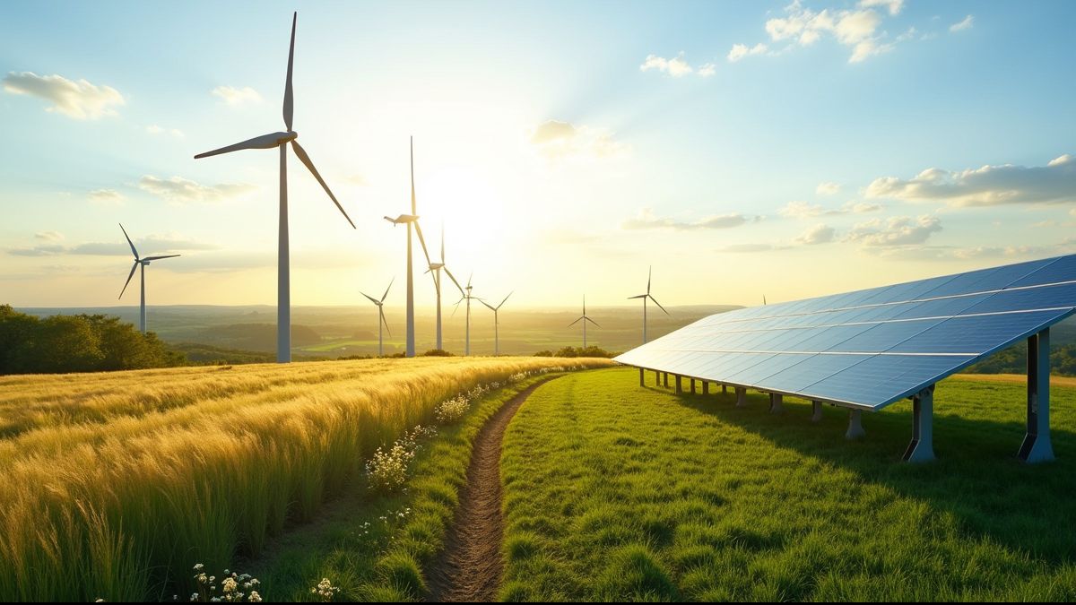Belgische landschappen met windturbines en zonnepanelen