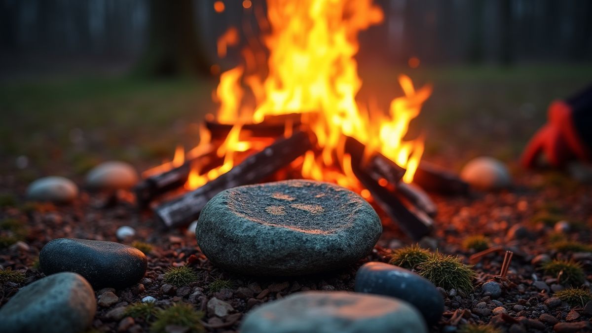Celtisch ritueel van markeren van stenen tijdens Calan Gaeaf.