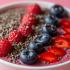 Chia seeds on top of a healthy smoothie bowl