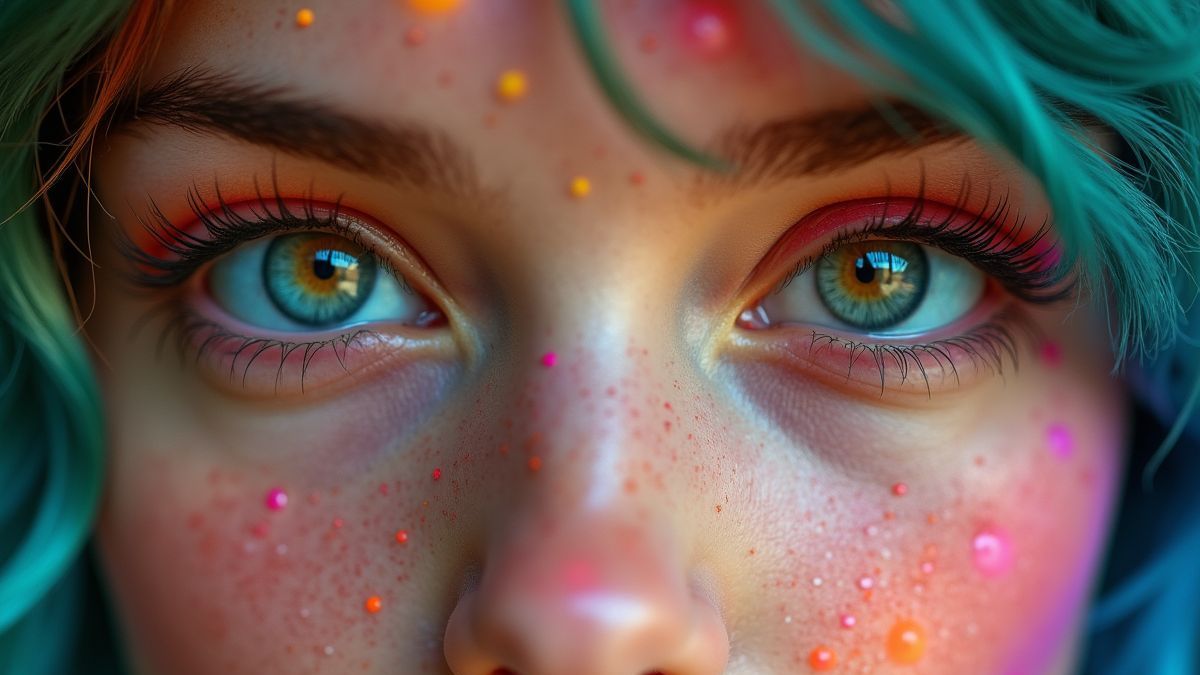 Close-up van een persoon met verschillend gekleurde ogen