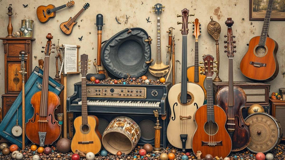 Collage van verschillende muzikale genres
