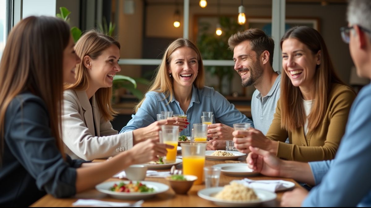 Collega's lunchen samen ter ere van Secretaressedag