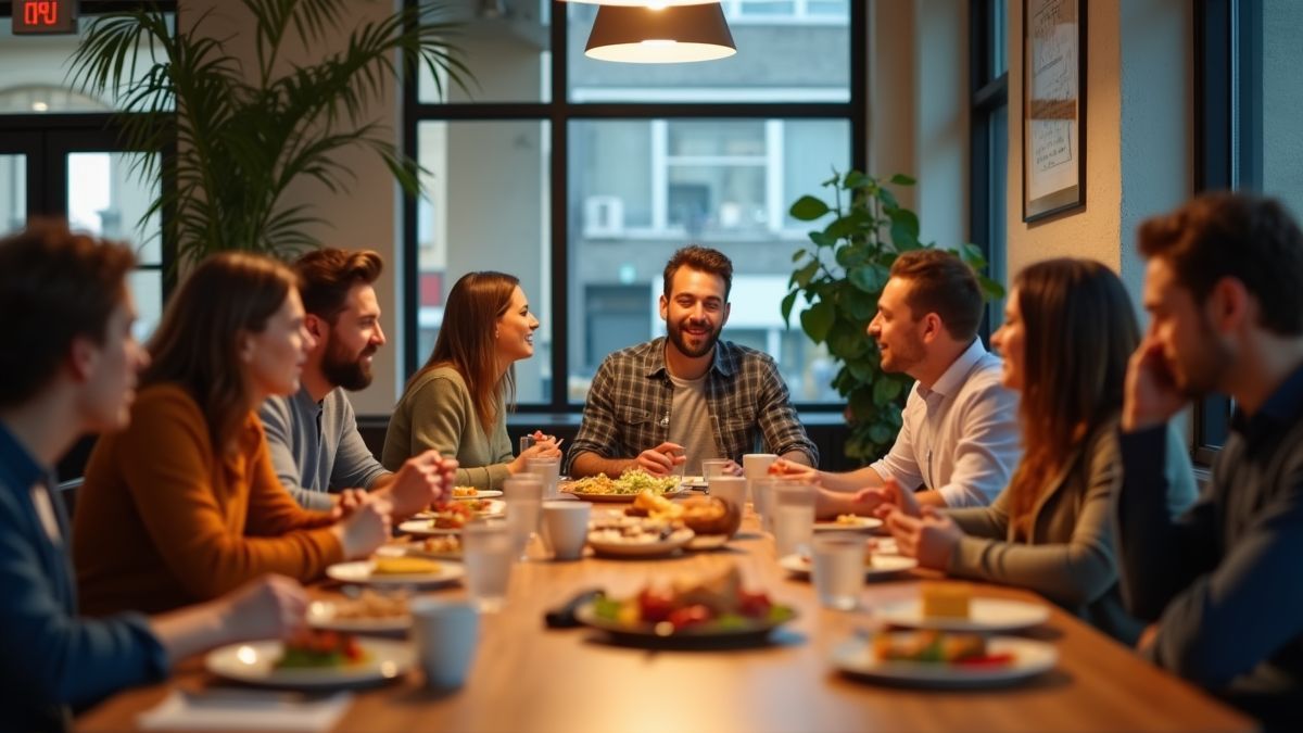 Collega's lunchen samen ter ere van Secretaressedag