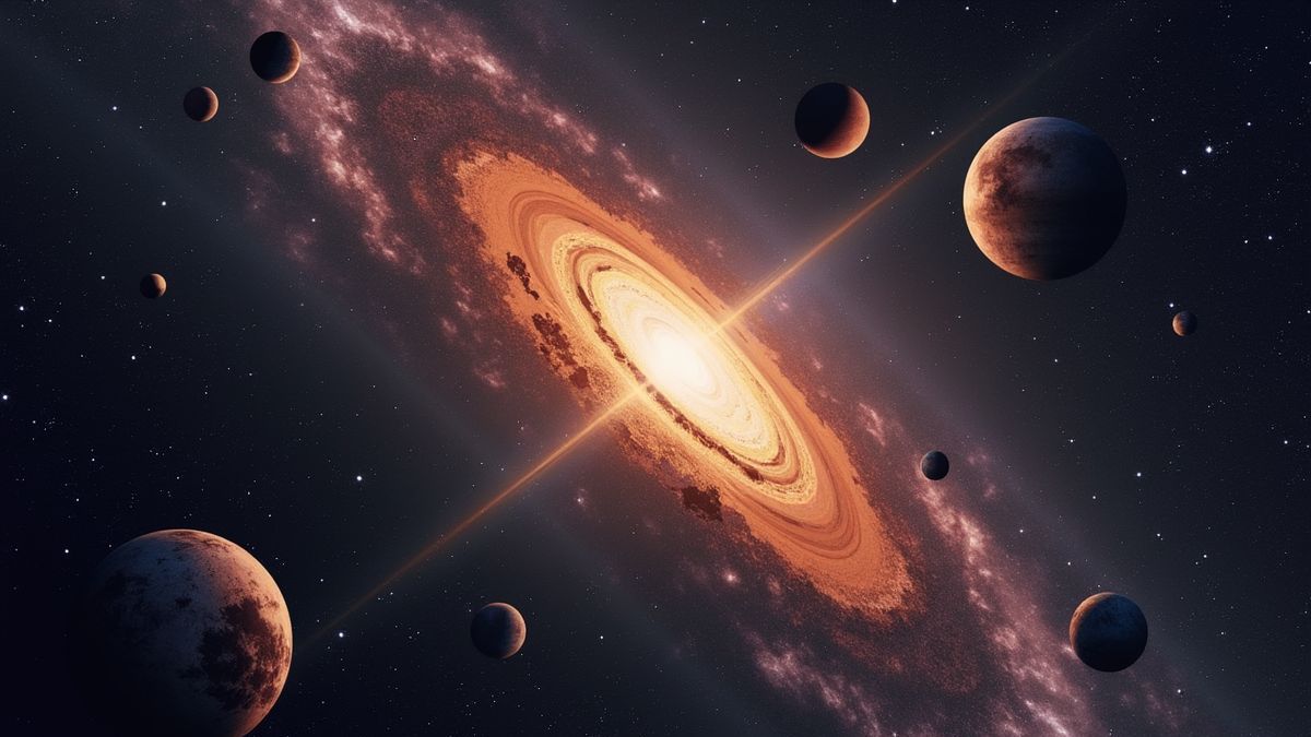 Cosmische scène van de discussie over Pluto's classificatie.