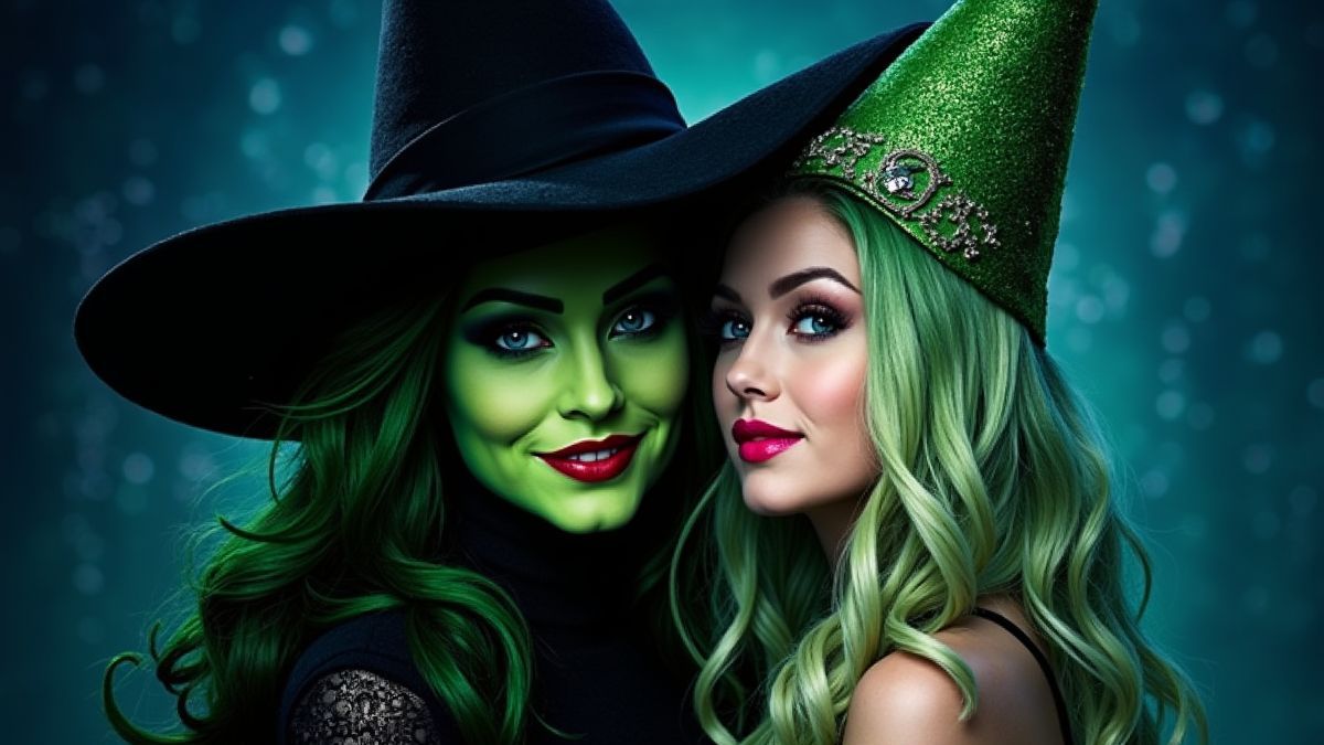 Cover afbeelding van de musical Wicked met Elphaba en Glinda