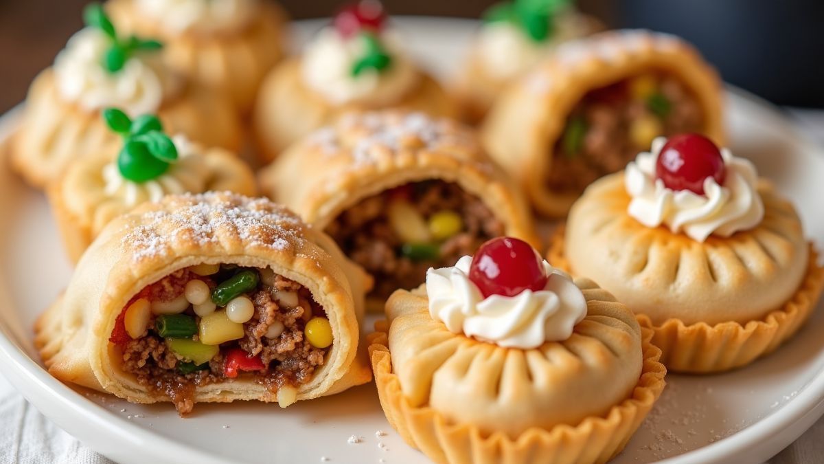 Creatieve zoete empanadas op een dessert tafel.
