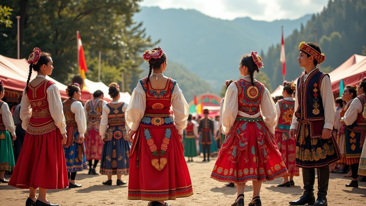 Cultureel festival met traditionele kledij