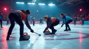 Curling team op ijs