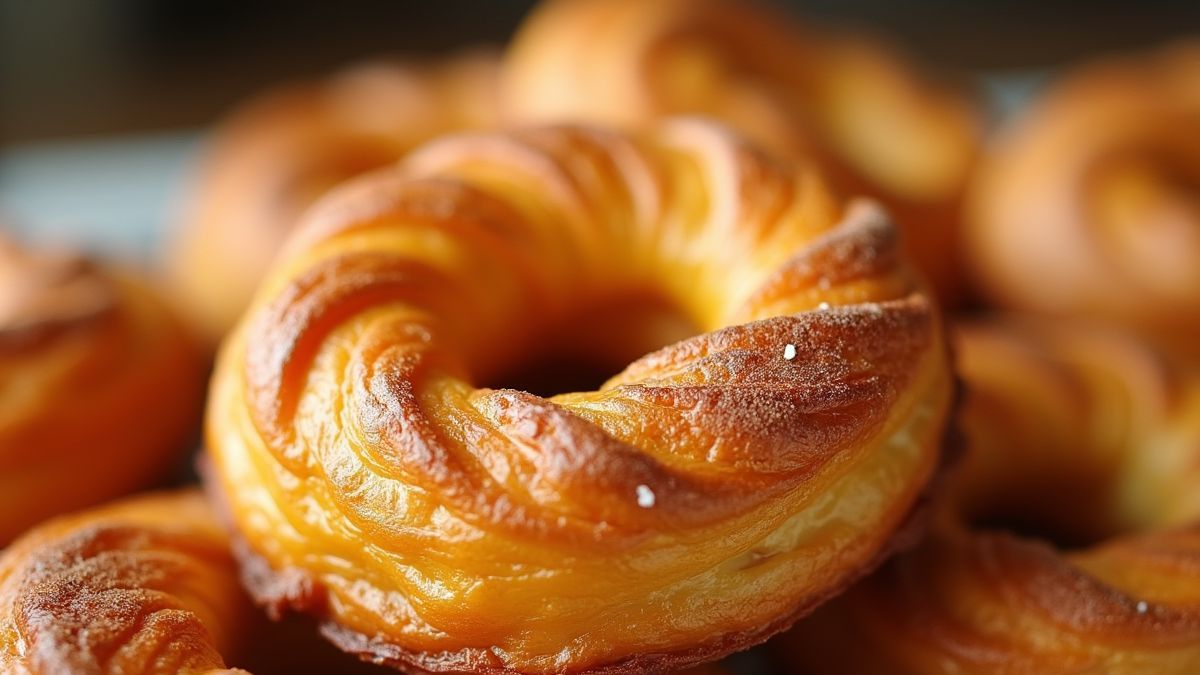 Dichtbij een kouign amann met een gouden korst