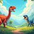 Dinosaurs in a kleurrijk prehistorisch landschap