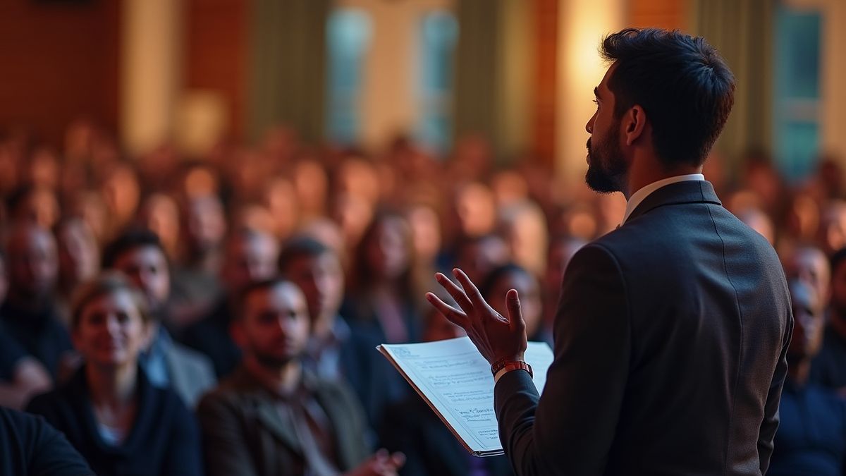 Divers publiek tijdens een boeiende keynote speech.