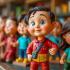 Diverse bobbleheads op een etalage