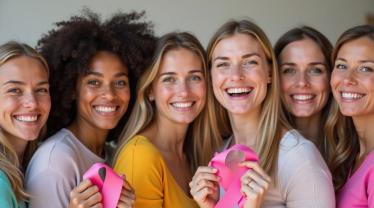 Diverse vrouwen en een mammogramapparaat