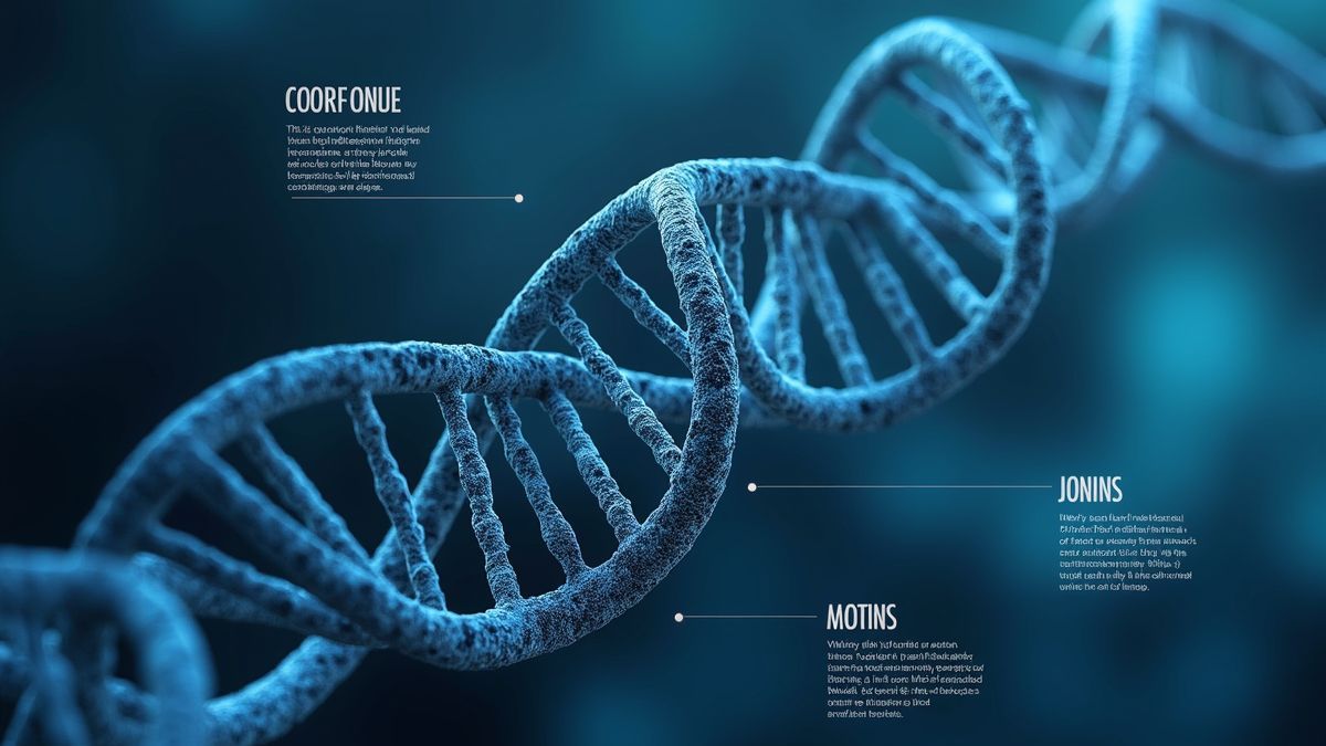 DNA dubbele helix met infographic labels.