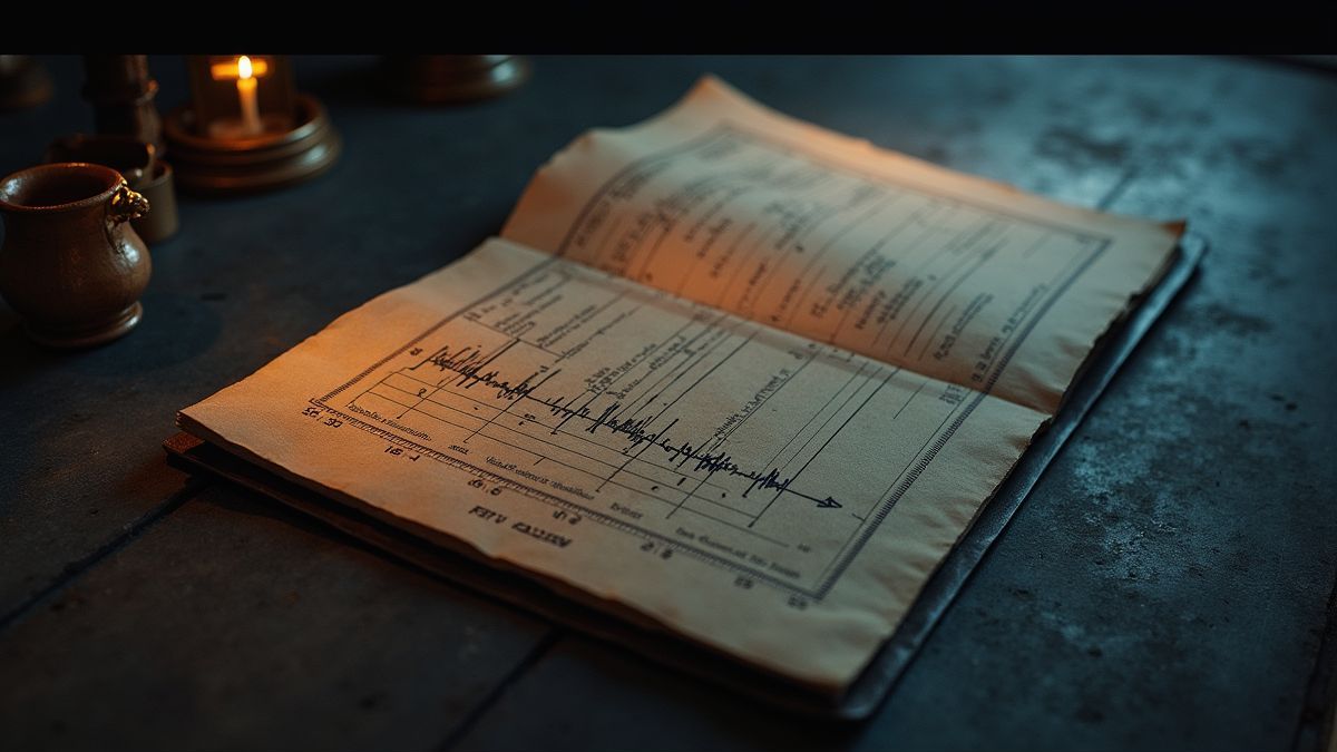 Een afbeelding van een seismograaf met gemeten golven op de Schaal van Richter.