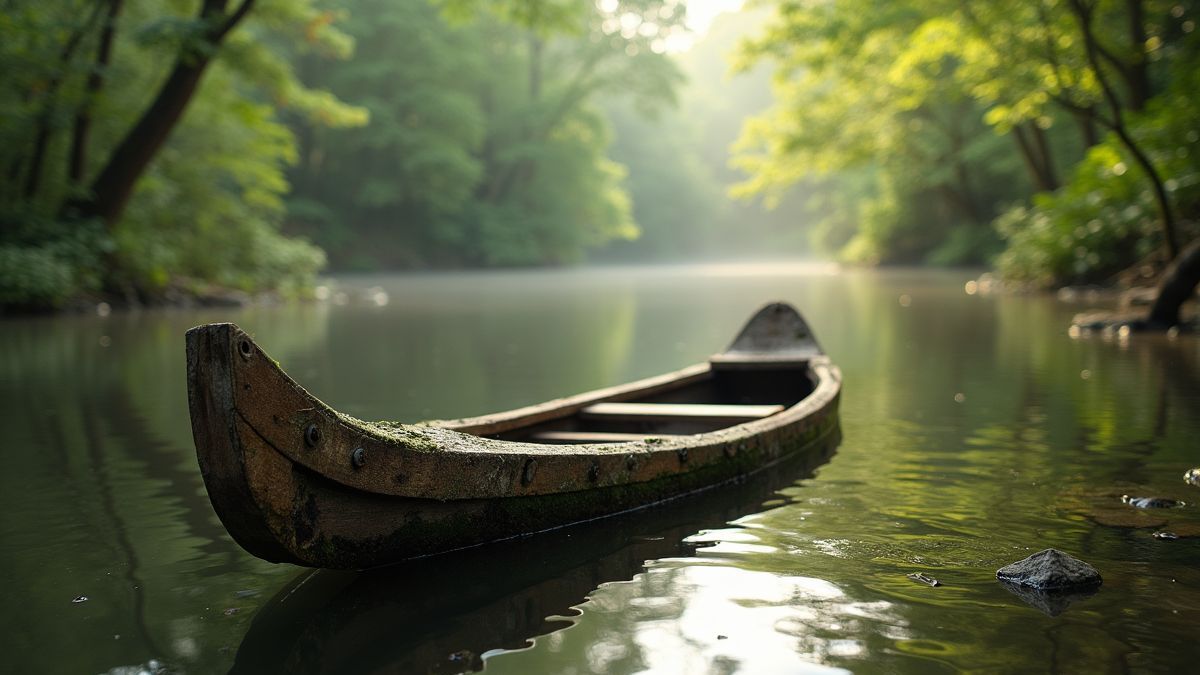 Een antieke peddel in een historische natuurlijke omgeving
