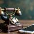 Een antieke telefoon naast een moderne smartphone.