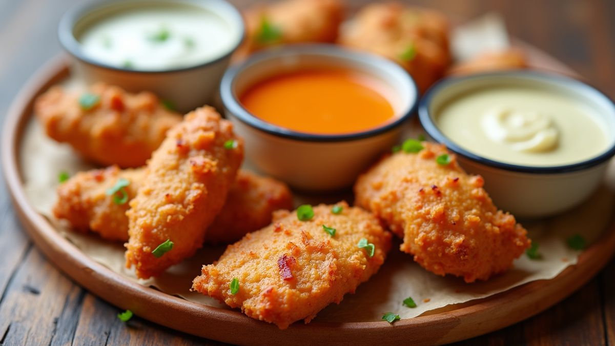 Een assortiment dipsauzen voor kipvingers