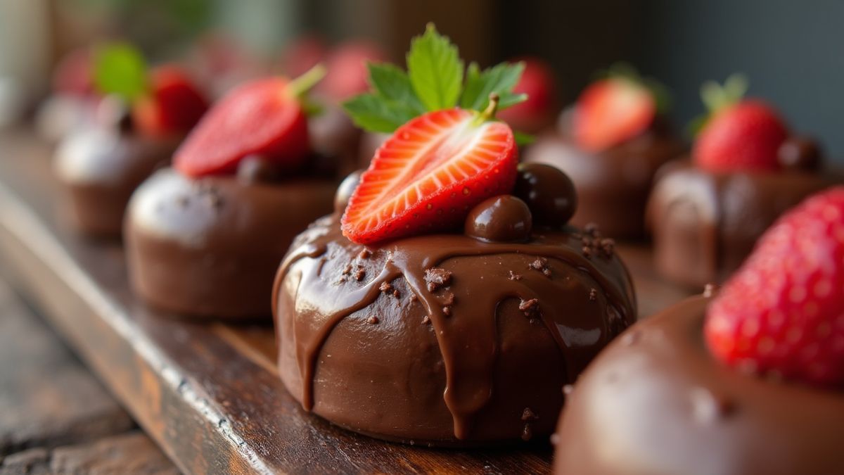 Een Belgische patisserie met verschillende chocoladepuddingen