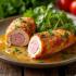 Een bord met Kip Cordon Bleu prachtig gepresenteerd.