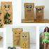 Een collage van creatieve papieren zakknutsels en ecologische mode.
