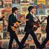 Een collage van de iconische albumhoezen van The Beatles.