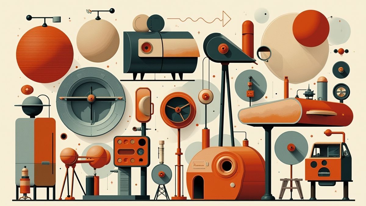 Een collage van iconische industriële ontwerpen door de geschiedenis