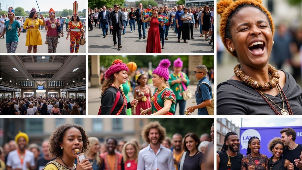 Een collage van verschillende culturele evenementen in België.