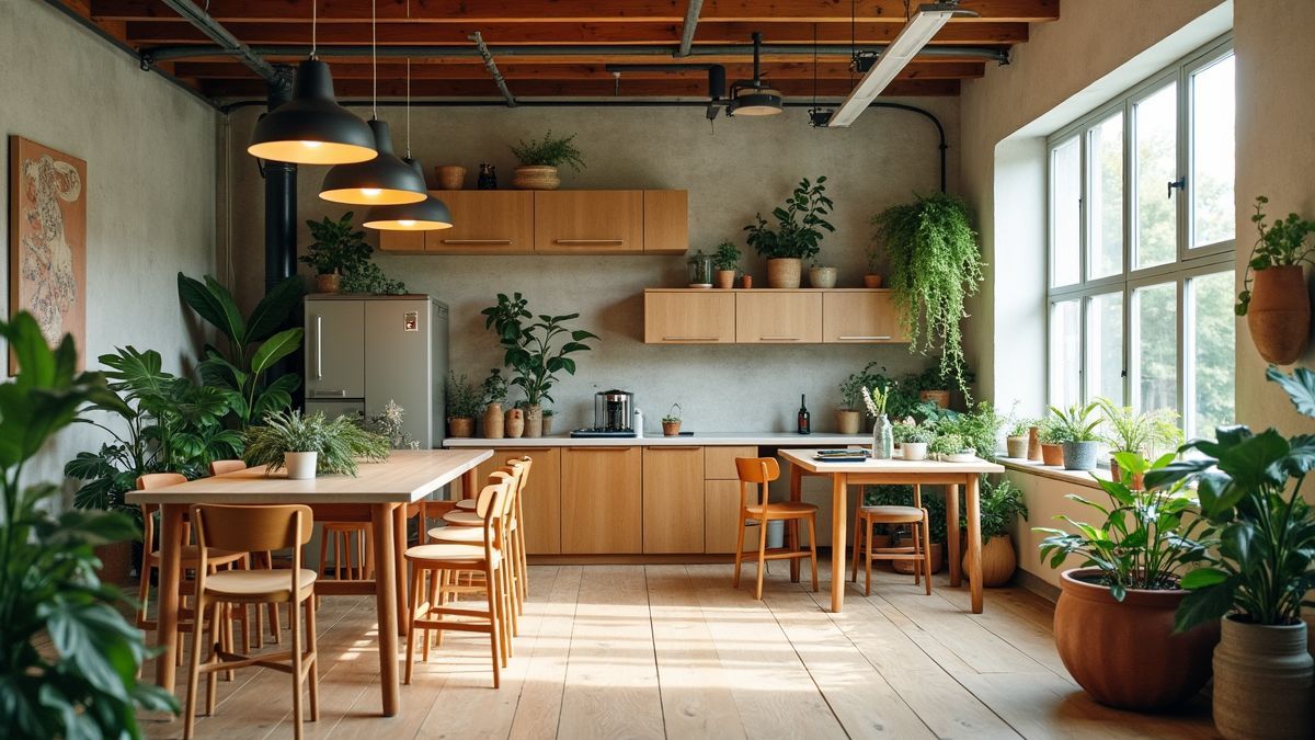 Een creatieve werkruimte gevuld met milieuvriendelijke materialen en innovatieve ontwerpen.