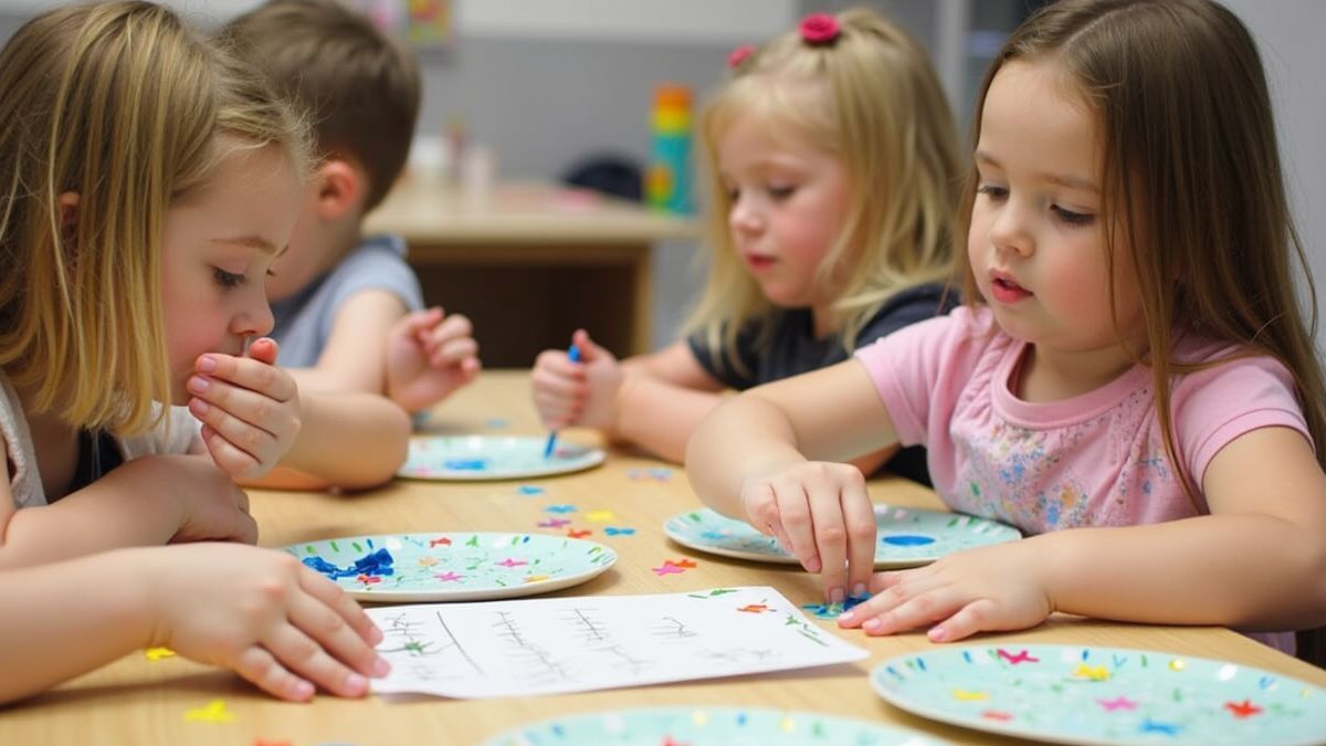 Een creatieve workshop met kinderen die alpaca-thema kunst maken