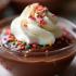 Een decadente kom chocoladepudding met slagroom en sprinkles