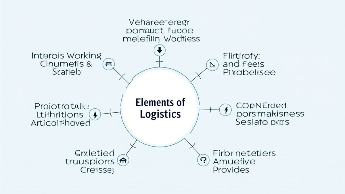 Een diagram van de vijf sleutel elementen van logistiek