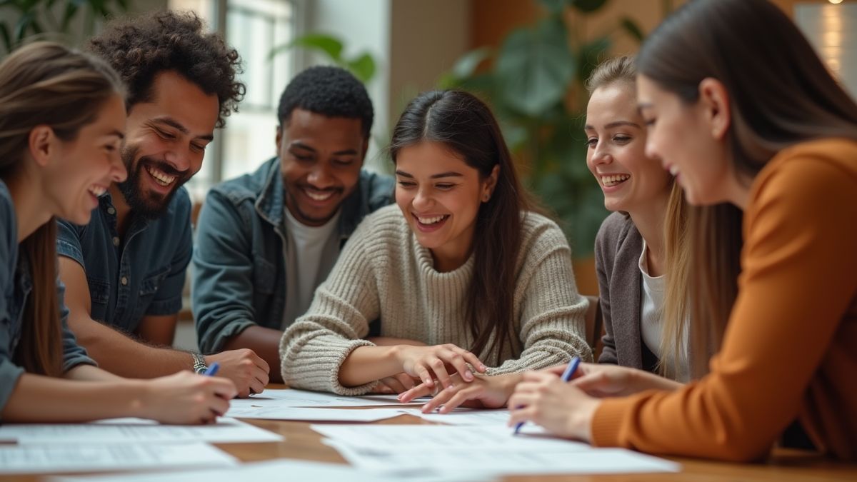 Een divers team dat deelneemt aan een culturele workshop met boeiende activiteiten