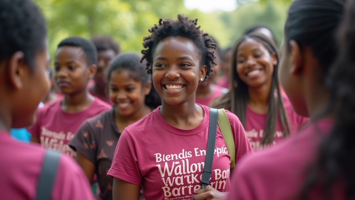Een diverse groep mensen die deelnemen aan een evenement voor menstruatiegezondheid.