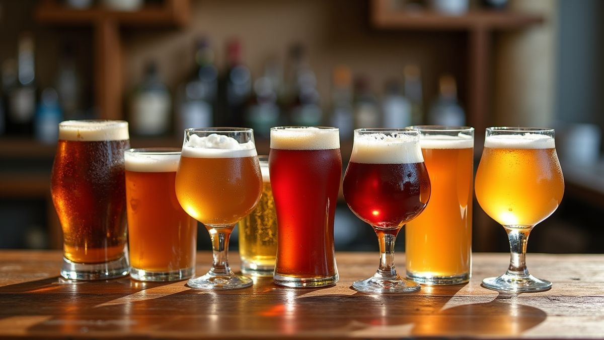 Een diverse selectie van ambachtelijke ciders op een houten tafel