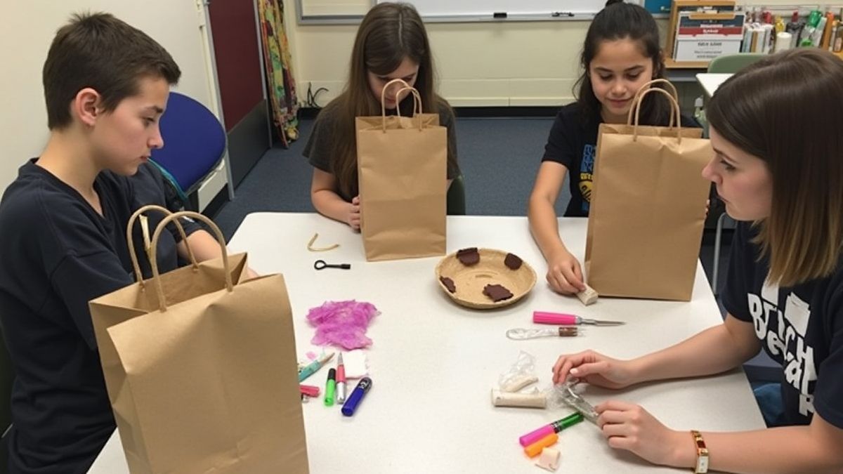 Een educatieve workshop over het maken van papieren zakken.