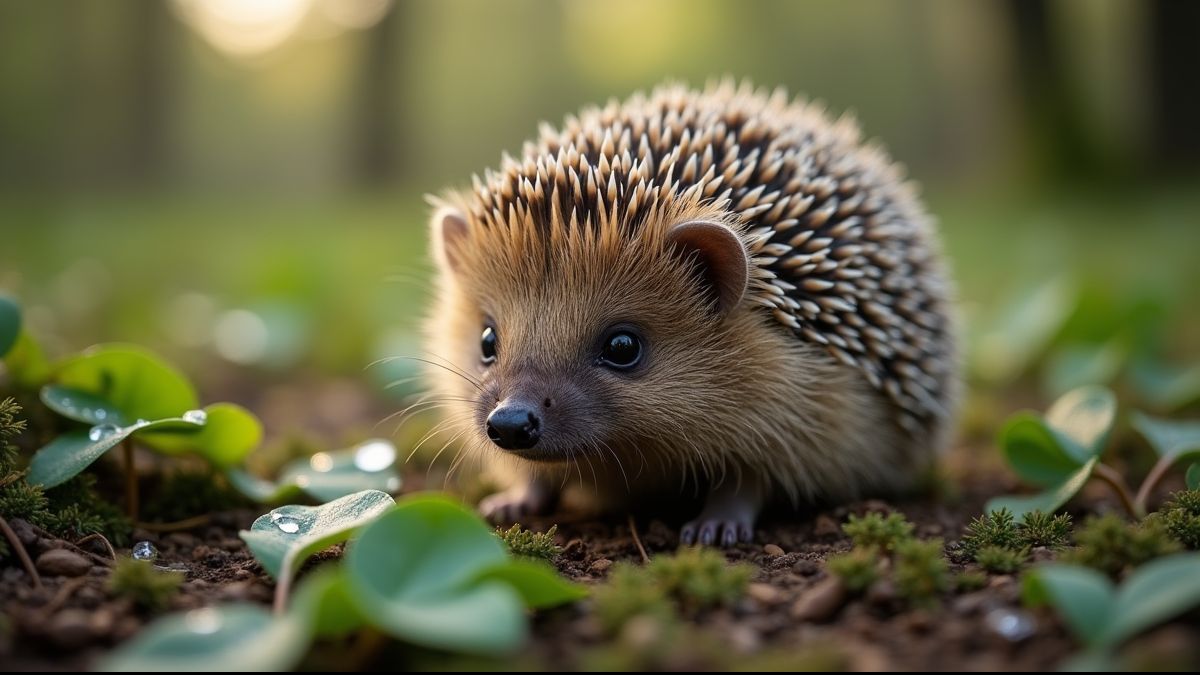 Een egel in een Europees bos