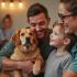 Een familie adopteert een hond of kat uit een dierenasiel