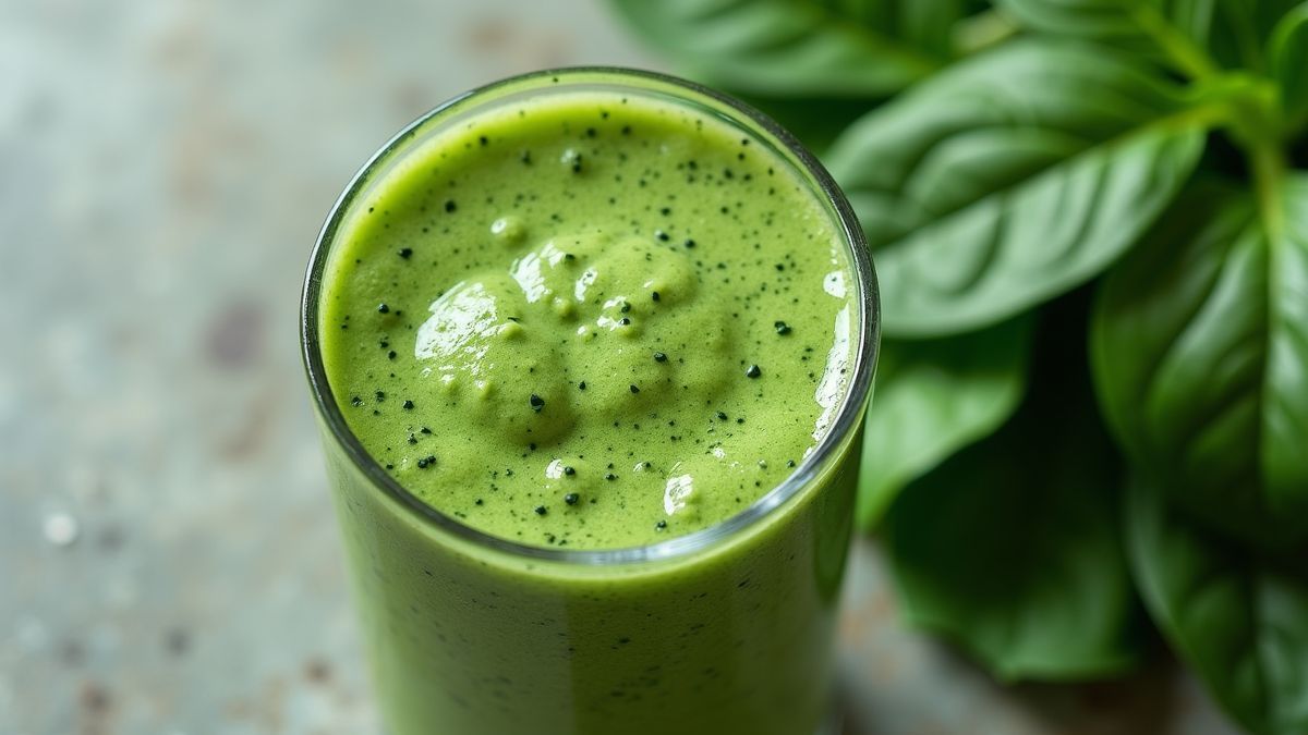 Een gezonde groene smoothie met verse spinazie