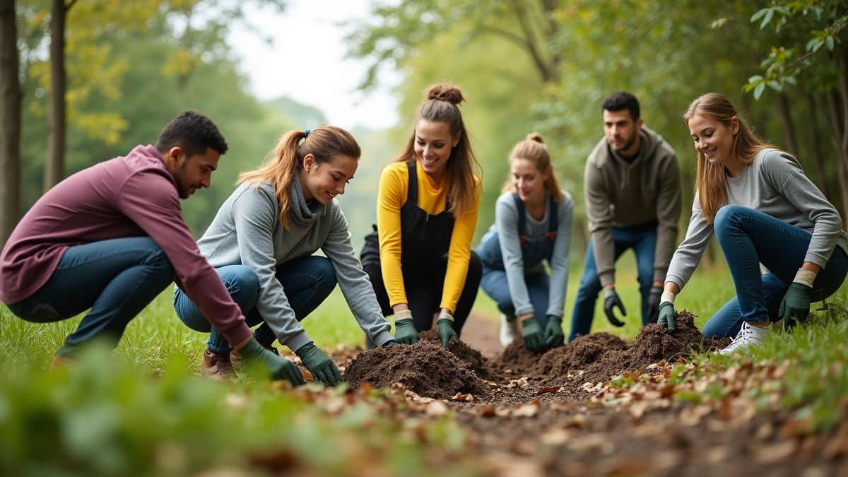 Een groep mensen die deelneemt aan een schoonmaakactie in de gemeenschap