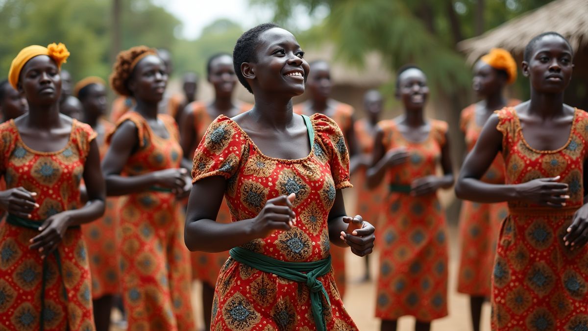 Een groep mensen die deelnemen aan traditionele Kiswahili muziek en dans.