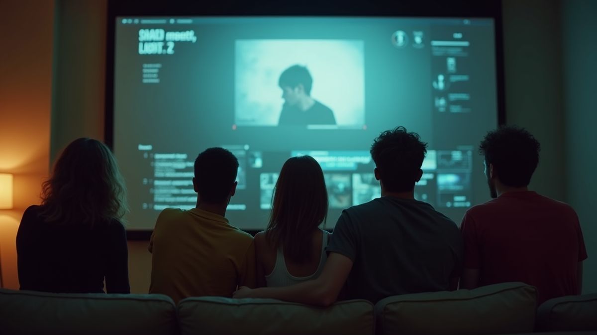 Een groep vrienden die een documentaire kijkt over informatie rechten