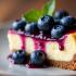 Een heerlijk stuk blauwe bessen cheesecake