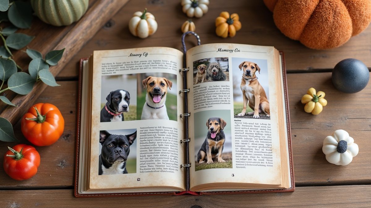 Een herinneringsboek gevuld met foto's en kleine aandenken van huisdieren